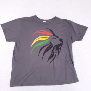 Rasta Lion Graphic Tee Shirt Mens 3XL Charcoal Gray Reggae Rastafarian